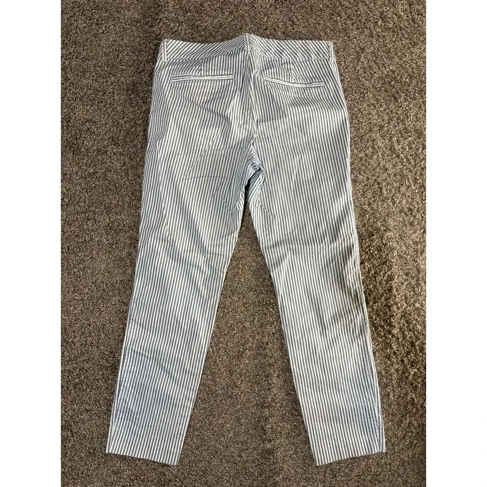 Old Navy Pixie Pants Blue White Vertical Stripe Chino Ankle Dress Pants